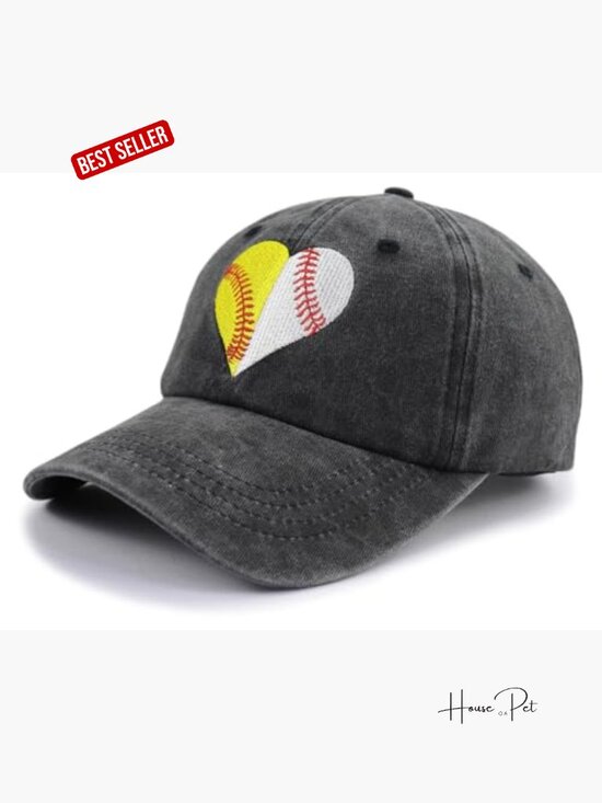 Women\'s Adjustable Cotton Baseball Cap with Embroidered Heart Design main image 5